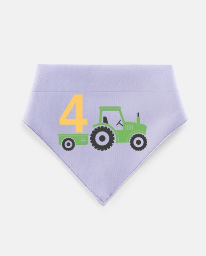 Mascotas 4 years on a birthday tractor
