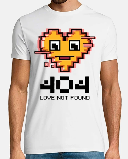 Tee-shirt 404 love introuvable pixel coeur
