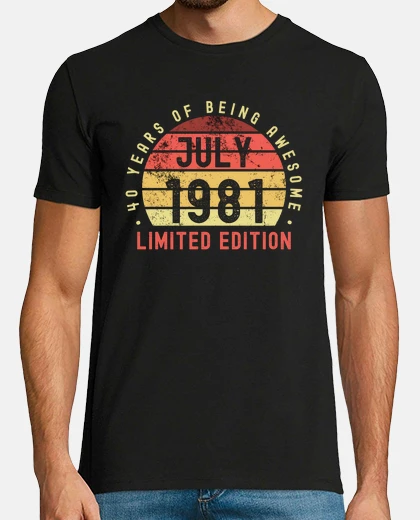 T-shirt 40th birthday 40 years july 1981 retro