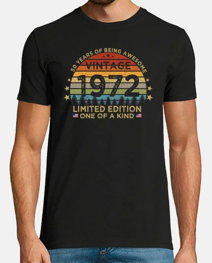 T-shirt 50 anni of awesome compleanno patriottico americano vintage del 1972