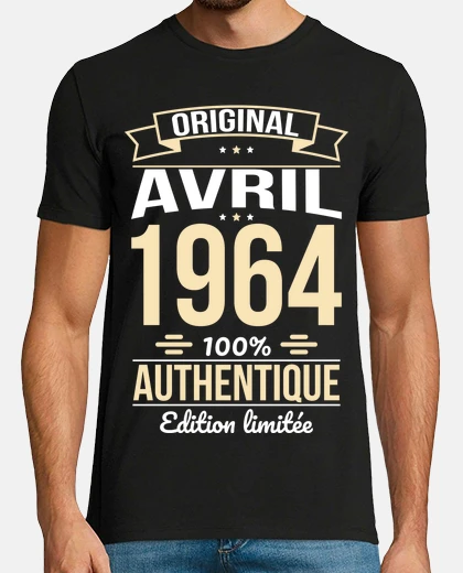 Tee-shirt 60 Ans Original Avril 1964 Cadeau
