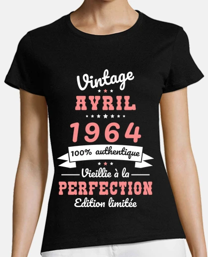 Tee-shirt 60 Ans Vintage Avril 1964 Idee Cadeau