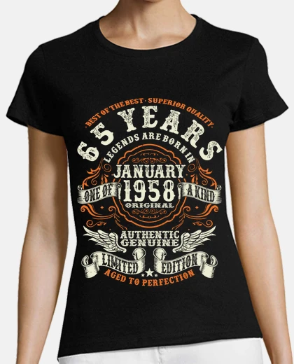 T-shirt 65 anni - nato nel gennaio 1958