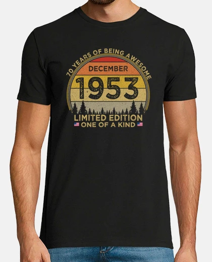 T-shirt 70th Birthday Vintage December 1953 Limited Edition Patriotic 70 Years
