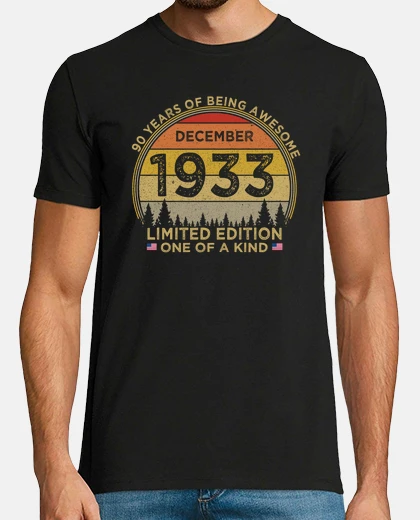 T-shirt 90th Birthday Vintage December 1933 Limited Edition Patriotic 90 Years
