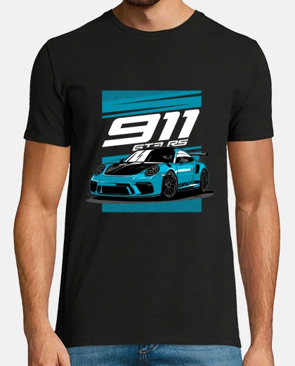 Camiseta 911 súper coche de carreras azul