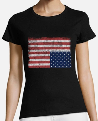 T shirt top bandiera americana donna