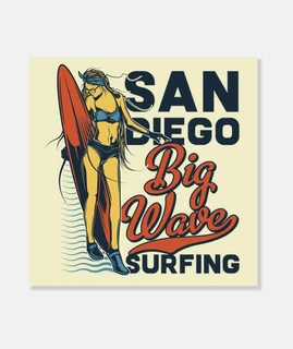  Lienzo Surfing Summer California Retro Surf 70s 80s San Diego Beach USA