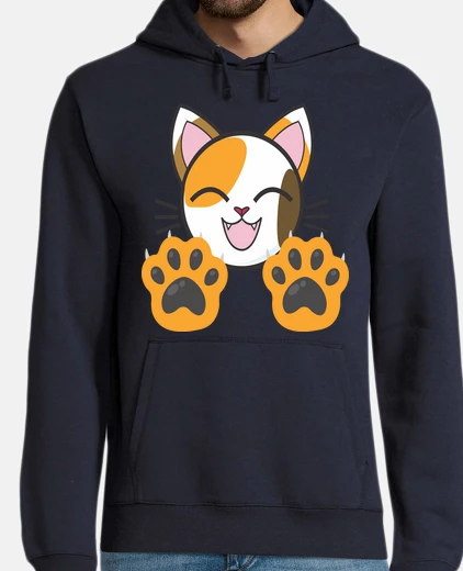 Sudadera a cat head showing its claws