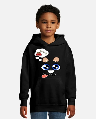 A dog thinking about food kids hoodie tostadora