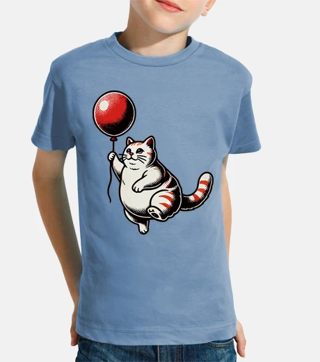 Kids A fat cat floating with a balloon