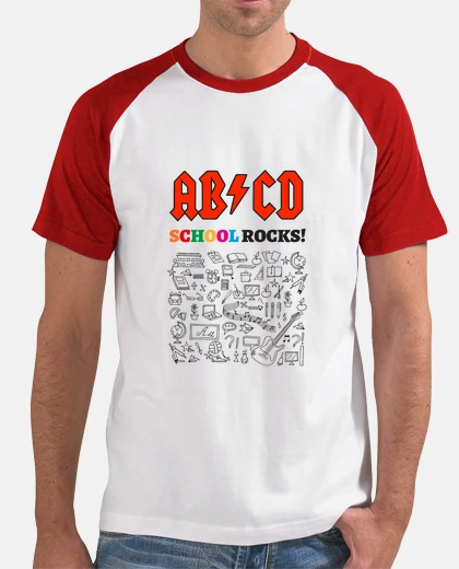 T-shirt abcd school rocks! bianco