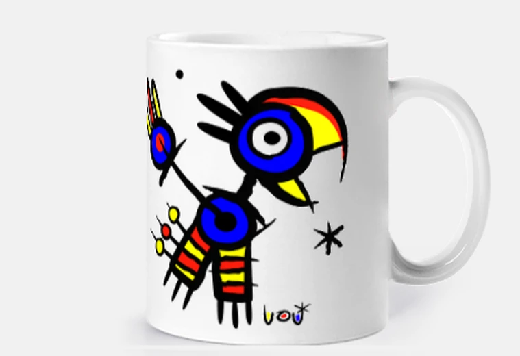 Cup abstract bird mug