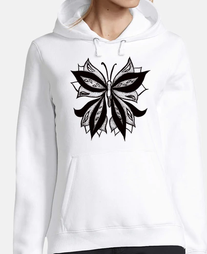 Hoodie Abstract Butterfly In Dots Ink Drawing