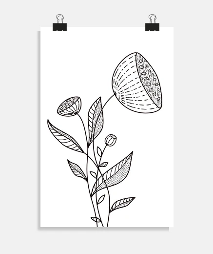 Poster Abstract Flower Doodle Elegant Line Art