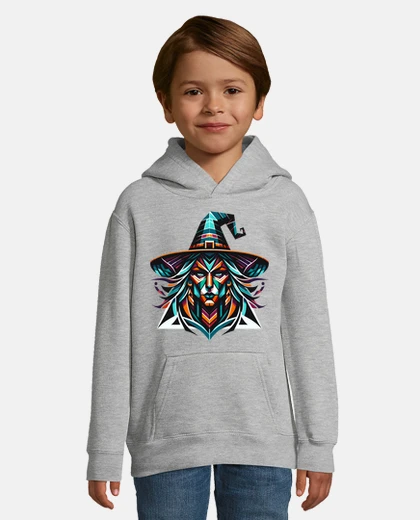 Kids abstract geometric witch portrait