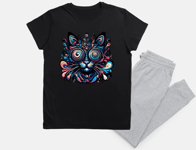 Pajama Abstract Psychedelic Cat