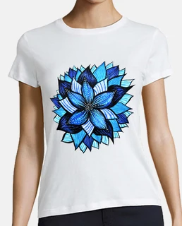 abstract blue flower ink drawing