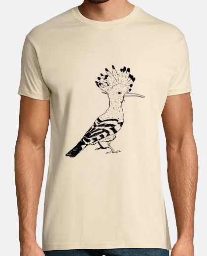 Camiseta abubilla dibujo en blanco y negro, ornitólogo