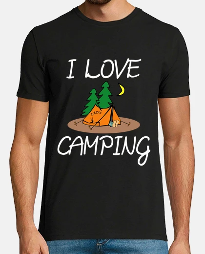 Camiseta acampar a la luz de la luna humor romántico