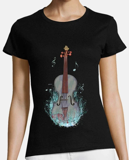 Playera acuarela de violín con tinta de salpica