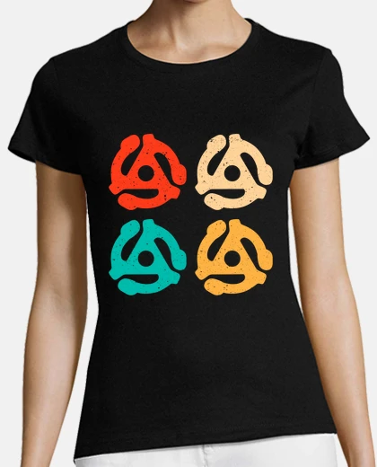 Tee-shirt adaptateurs disques vinyles 45 tours vinyle rétro années 80 musique deejay