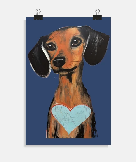 Poster adorabile bassotto bassotto con cuore poster ufficio soggiorno negozio stand poster
