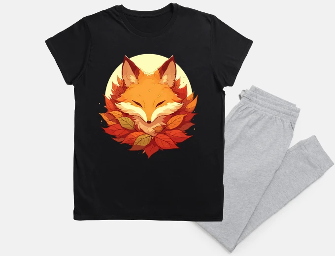 Pajama Adorable fox in autumn leaves colors