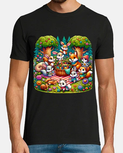 T-shirt Adorable Woodland Creatures Picnic