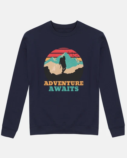 Hoodie adventure awaits - man hiking in the mo