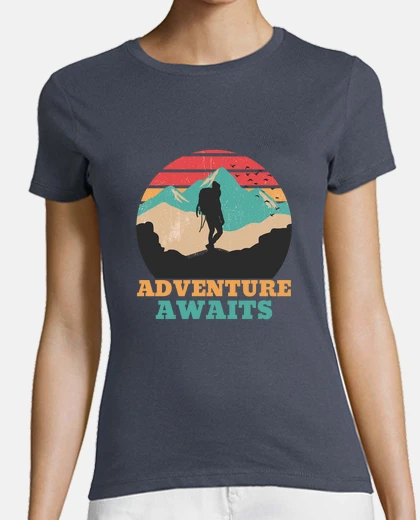 T-shirt Adventure Awaits - Man Hiking In The Mo