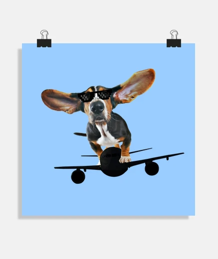 Poster aereo pilota di basset hound volante