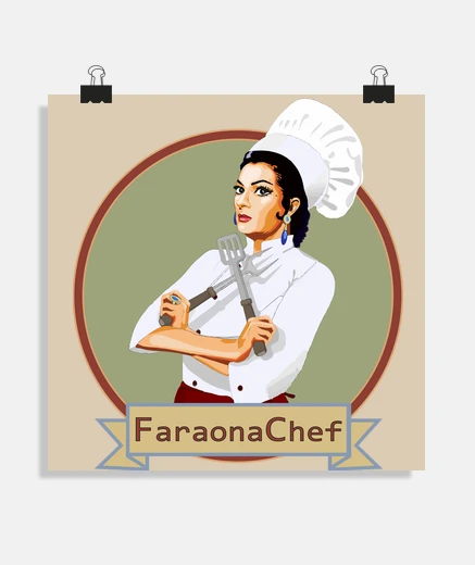Poster affiche carrée, 40 x 40 cm. chef lola flores.