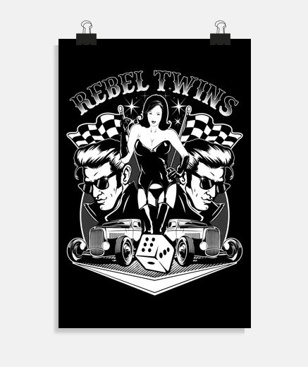 Poster affiche le rock rockers rockabilly pin - up vintage rock and roll hotrod rebelle