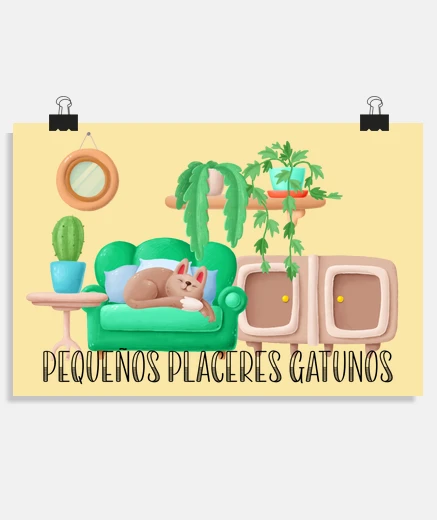 Poster affiche les petits plaisirs du chat