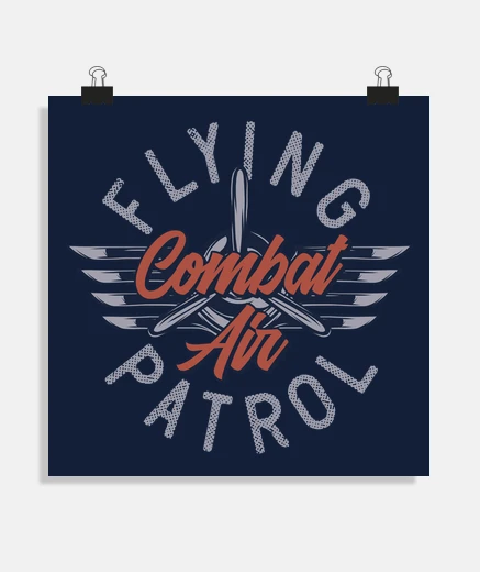 Poster affiche pilotes aviation avion léger combat en vol