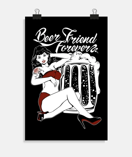 Poster affiche sexy pin up girl rockabilly beer friend forever brewers beer