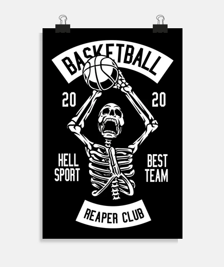 Poster affiche skull basket-ball sport basket-ball 2020 calaveras reaper club 2020