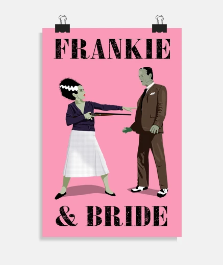 Poster affiche verticale frankenstein et sa petite amie gangster