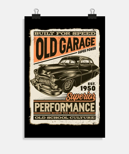 Poster affiche voitures anciennes vintage des années 1950 style rétro garage rockabilly vieilles voitures c