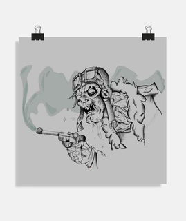 affiche de croquis de zombie pilote gris