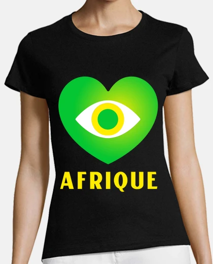 Tee-shirt Afrique   Coeur  Oeil Vert Jaune