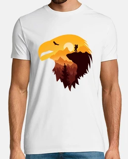 águila silueta y bonito colorido paisaj