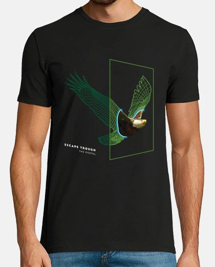 Tee-shirt aigle , du numérique au réel, science fiction.