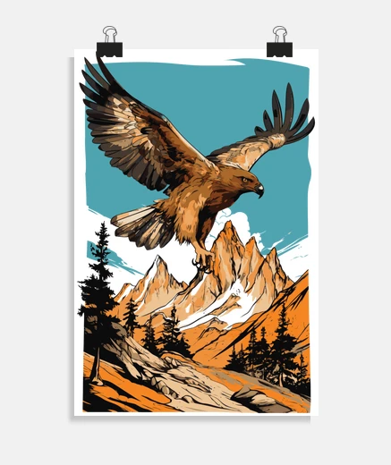 Poster aigle royal des montagnes observation affiche classe chambre salon studio poster 