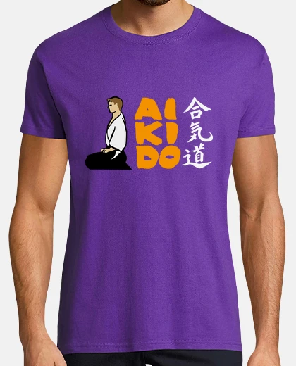 Camiseta Aikido seiza -fondos de colores-