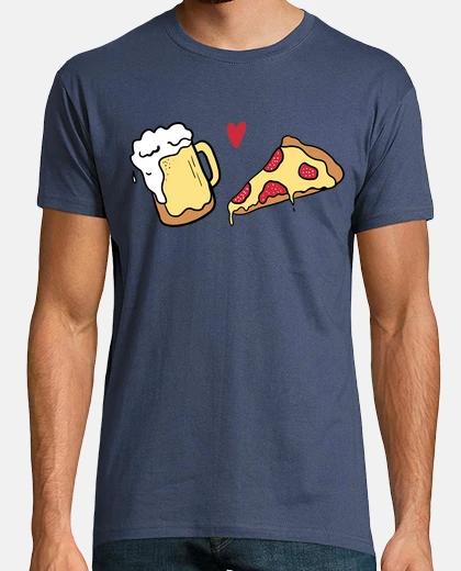 Tee-shirt aime la bière et la pizza