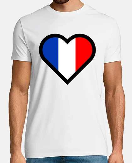 Tee-shirt aime la France drapeau bleu blanc rouge