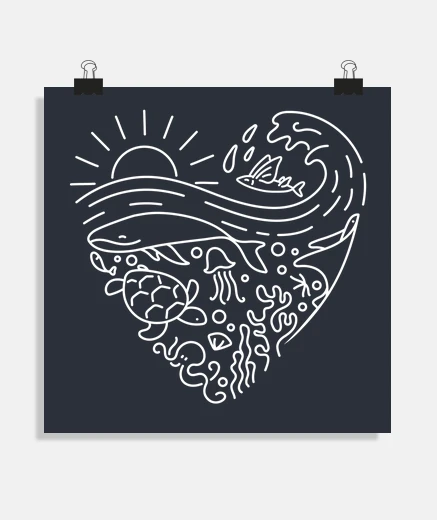 Poster aime la mer-blanc- affiche