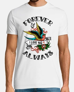 aimer pour toujours and toujours avaler les amoureux tatouage t-shirt couple idée cadeau